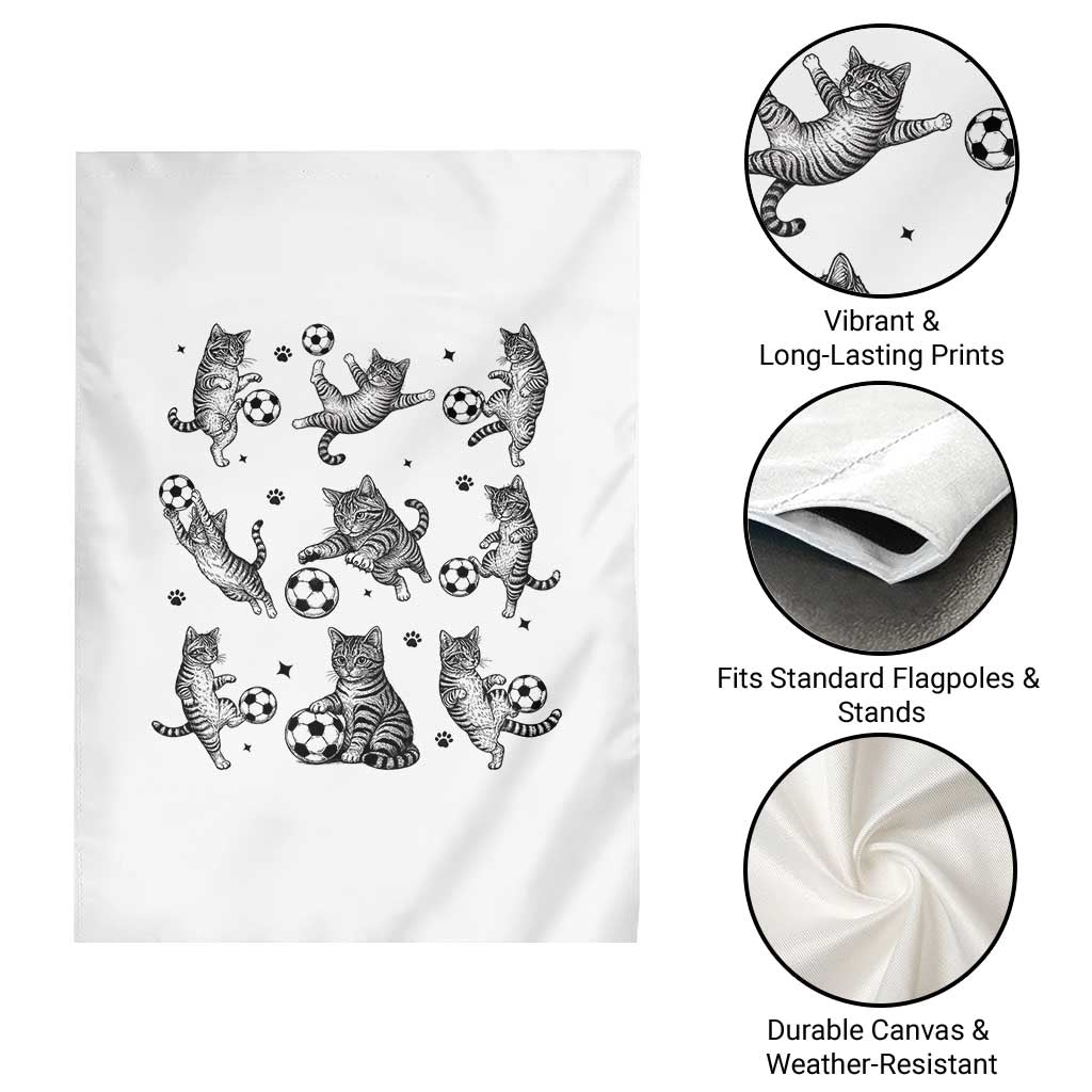 Funny Cat Soccer Player Garden Flag Gift For Soccer Lovers