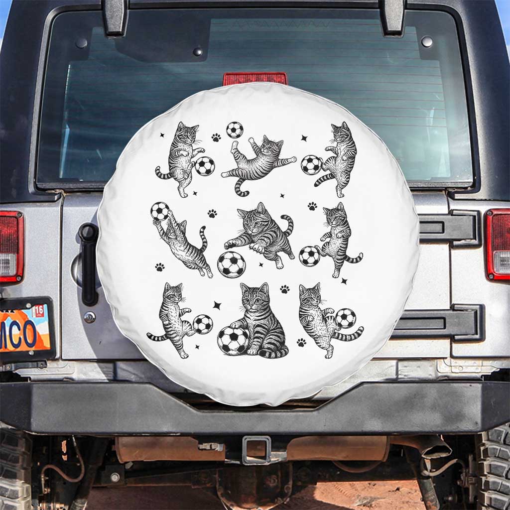Funny Cat Soccer Player Spare Tire Cover Gift For Soccer Lovers