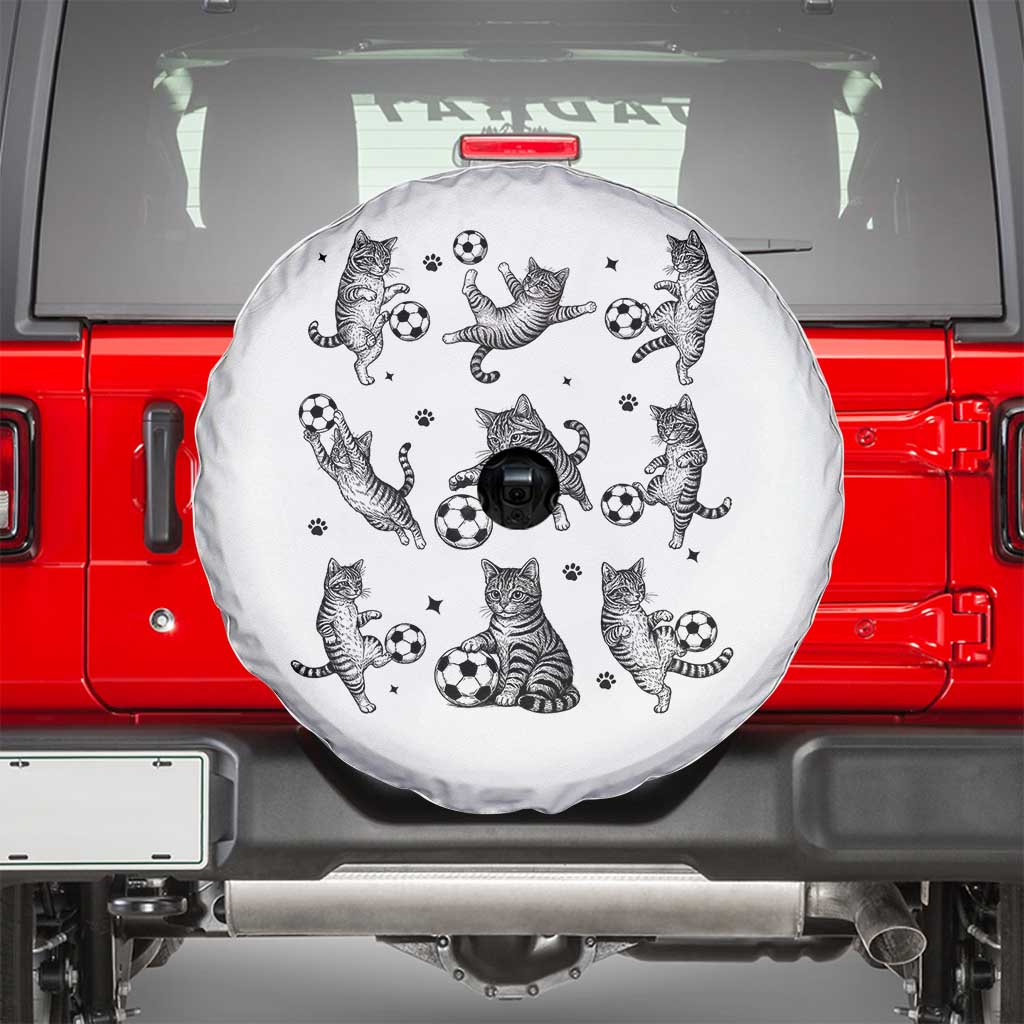 Funny Cat Soccer Player Spare Tire Cover Gift For Soccer Lovers