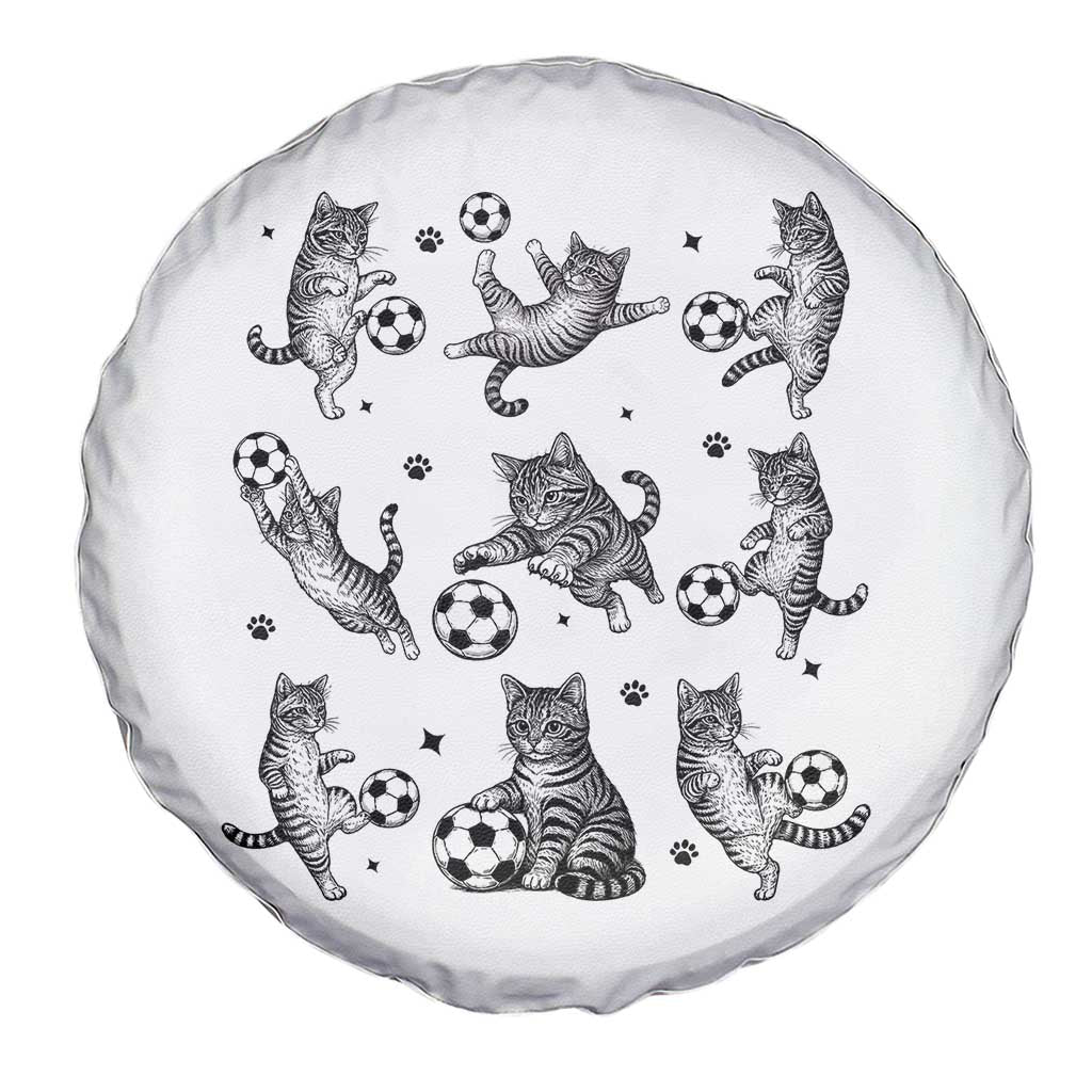 Funny Cat Soccer Player Spare Tire Cover Gift For Soccer Lovers