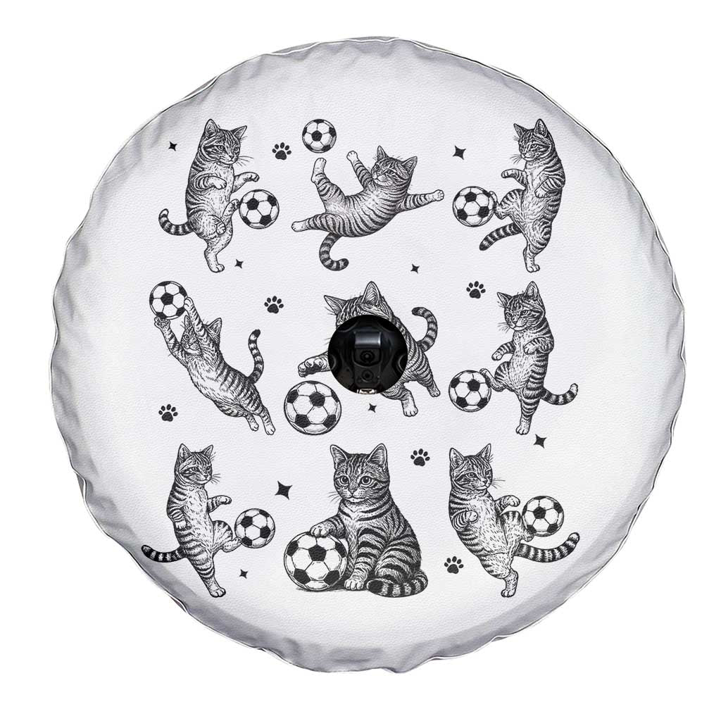Funny Cat Soccer Player Spare Tire Cover Gift For Soccer Lovers