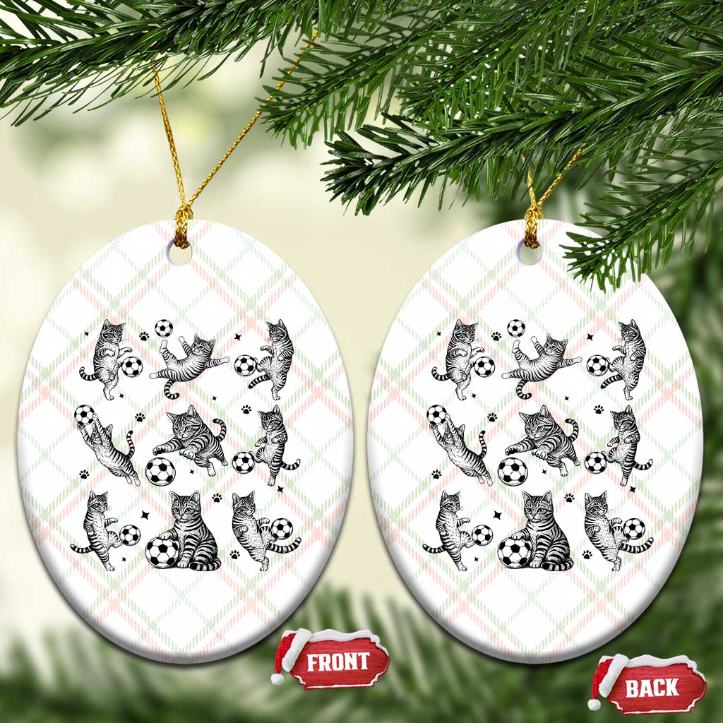 Funny Cat Soccer Player Ceramic Ornament Gift For Soccer Lovers