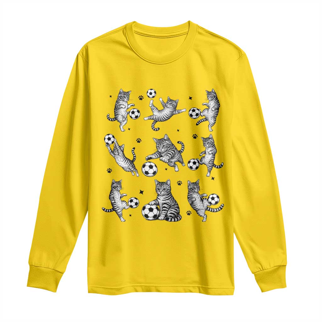 Funny Cat Soccer Player Long Sleeve Shirt Gift For Soccer Lovers