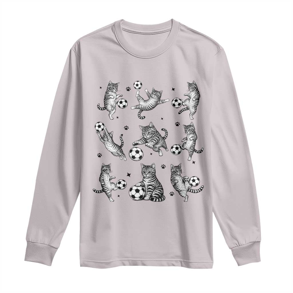 Funny Cat Soccer Player Long Sleeve Shirt Gift For Soccer Lovers