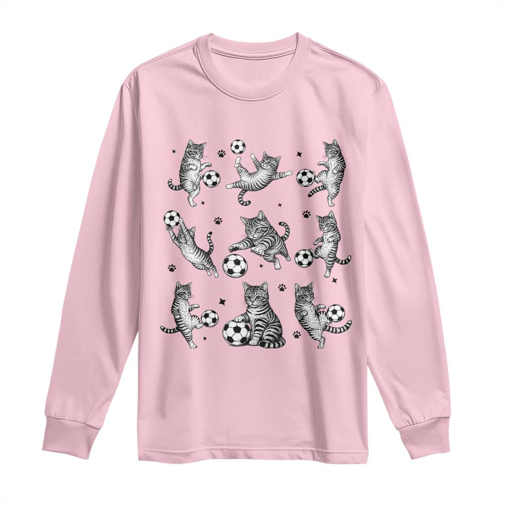Funny Cat Soccer Player Long Sleeve Shirt Gift For Soccer Lovers