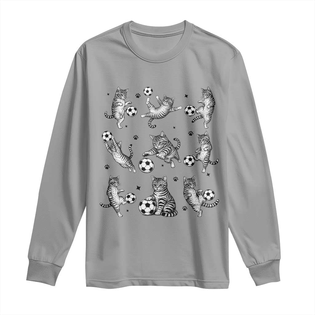 Funny Cat Soccer Player Long Sleeve Shirt Gift For Soccer Lovers