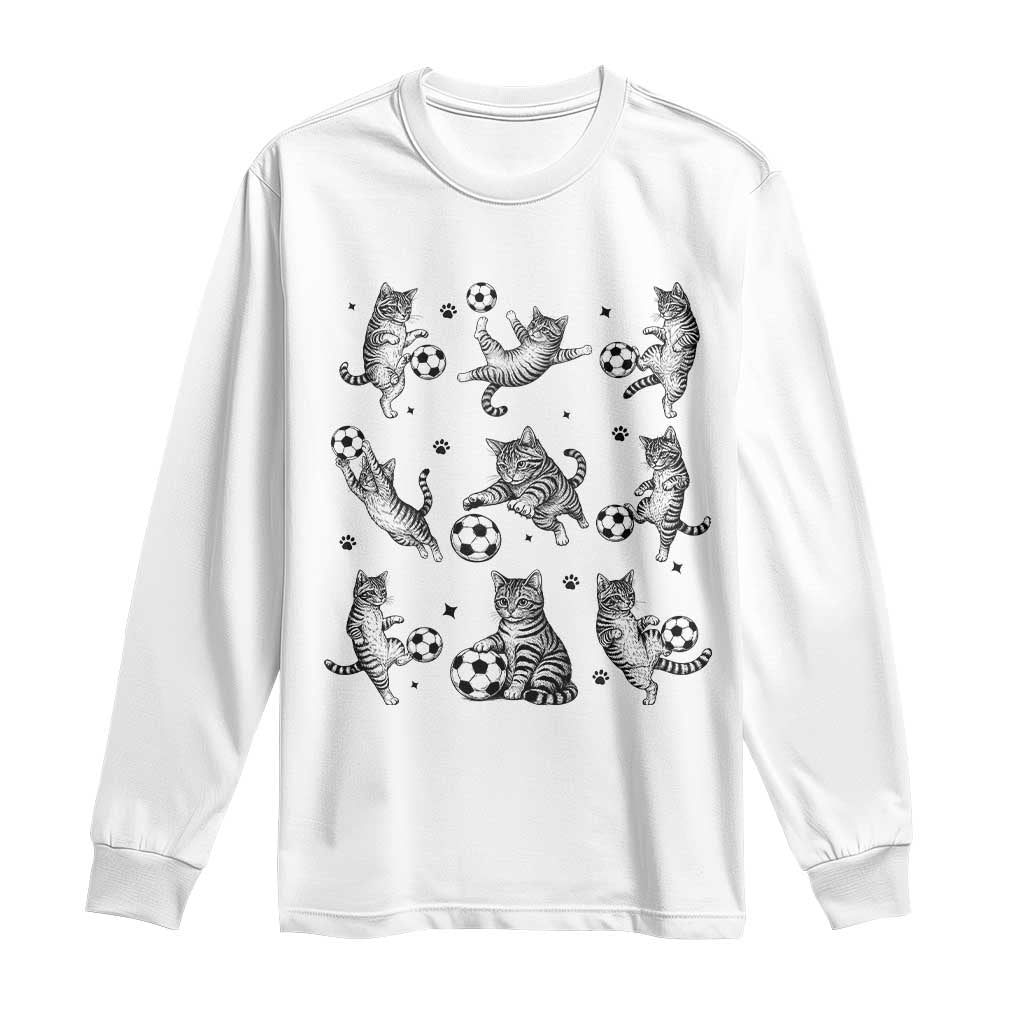 Funny Cat Soccer Player Long Sleeve Shirt Gift For Soccer Lovers