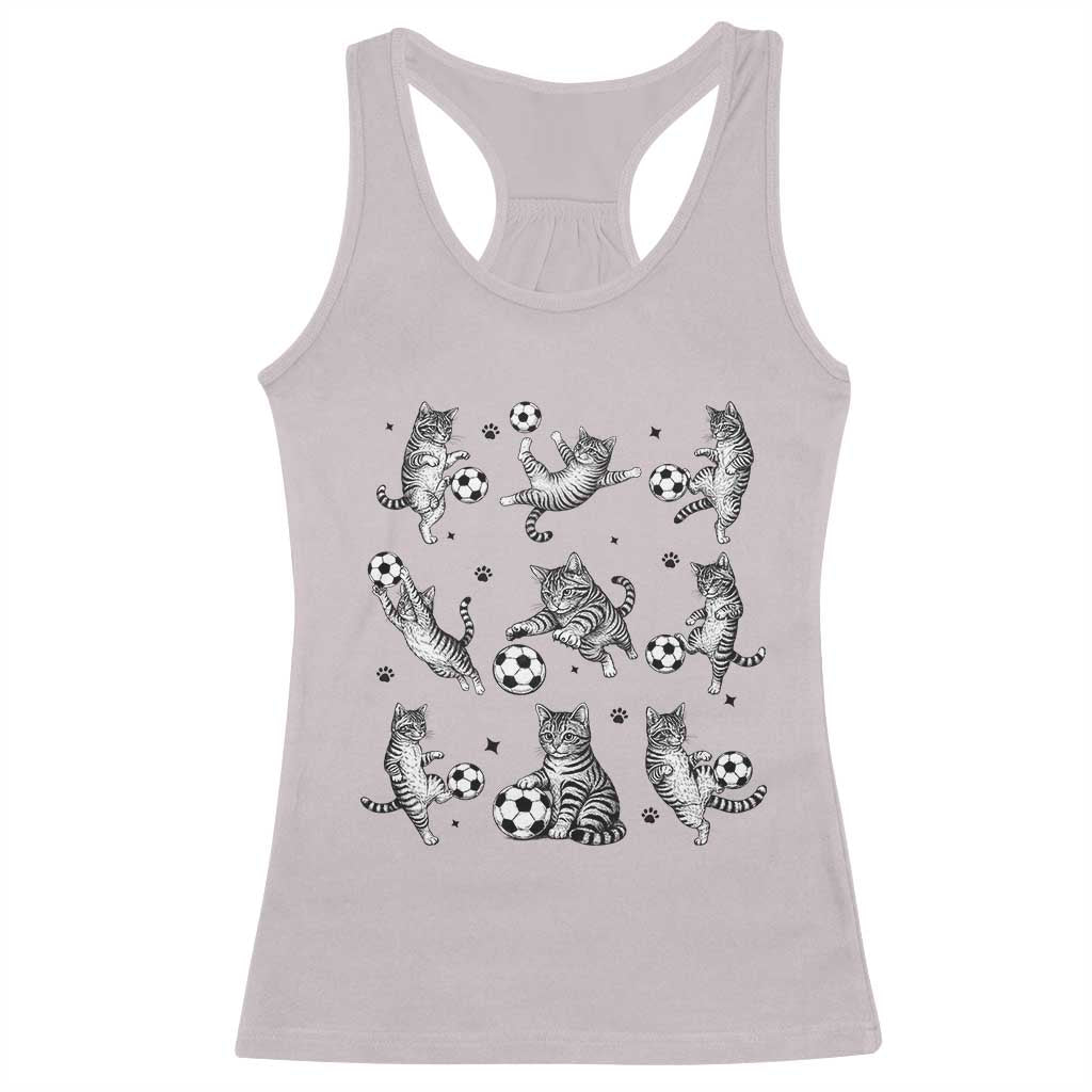 Funny Cat Soccer Player Racerback Tank Top Gift For Soccer Lovers