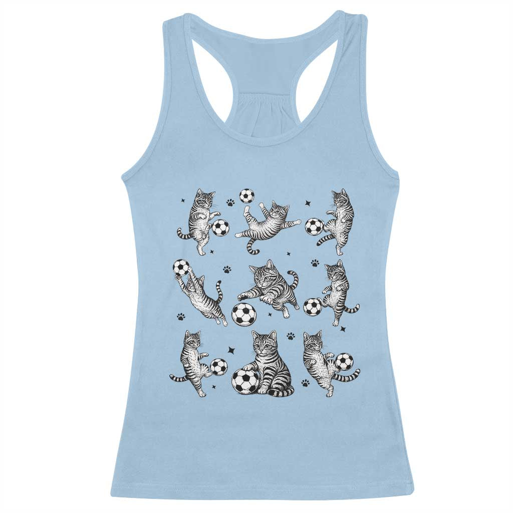Funny Cat Soccer Player Racerback Tank Top Gift For Soccer Lovers