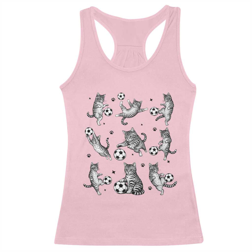 Funny Cat Soccer Player Racerback Tank Top Gift For Soccer Lovers