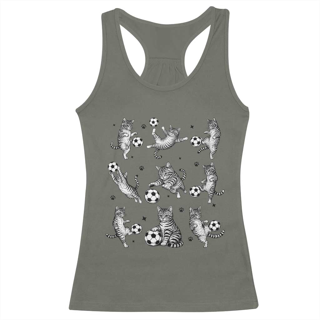 Funny Cat Soccer Player Racerback Tank Top Gift For Soccer Lovers