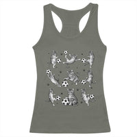 Funny Cat Soccer Player Racerback Tank Top Gift For Soccer Lovers