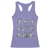 Funny Cat Soccer Player Racerback Tank Top Gift For Soccer Lovers
