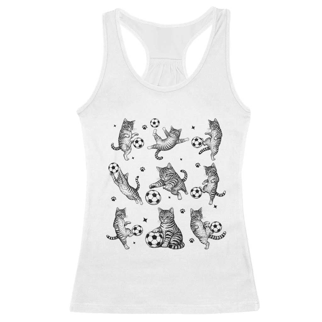 Funny Cat Soccer Player Racerback Tank Top Gift For Soccer Lovers
