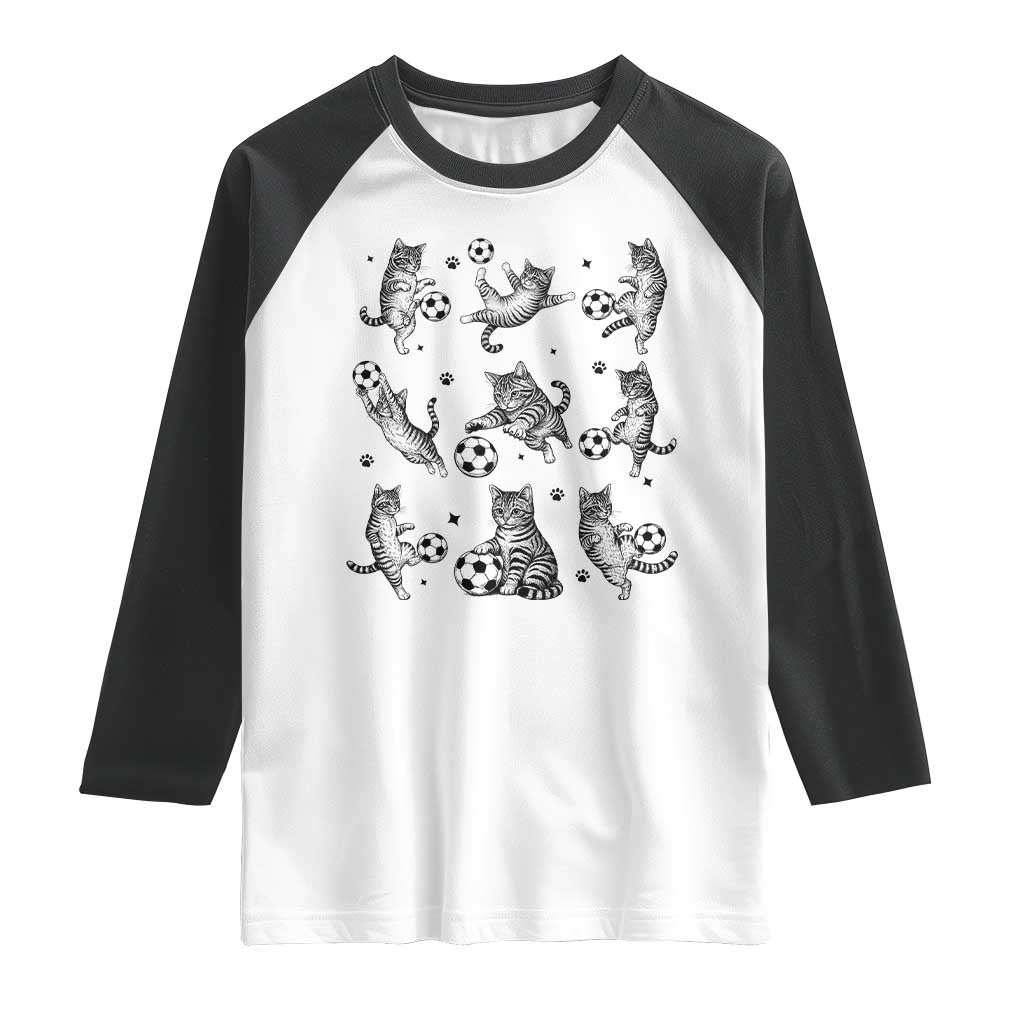 Funny Cat Soccer Player Raglan Shirt Gift For Soccer Lovers