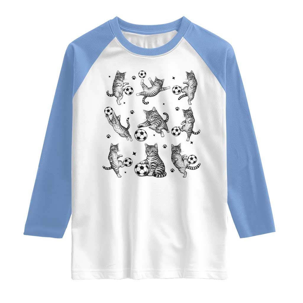 Funny Cat Soccer Player Raglan Shirt Gift For Soccer Lovers