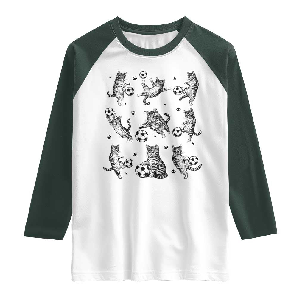Funny Cat Soccer Player Raglan Shirt Gift For Soccer Lovers
