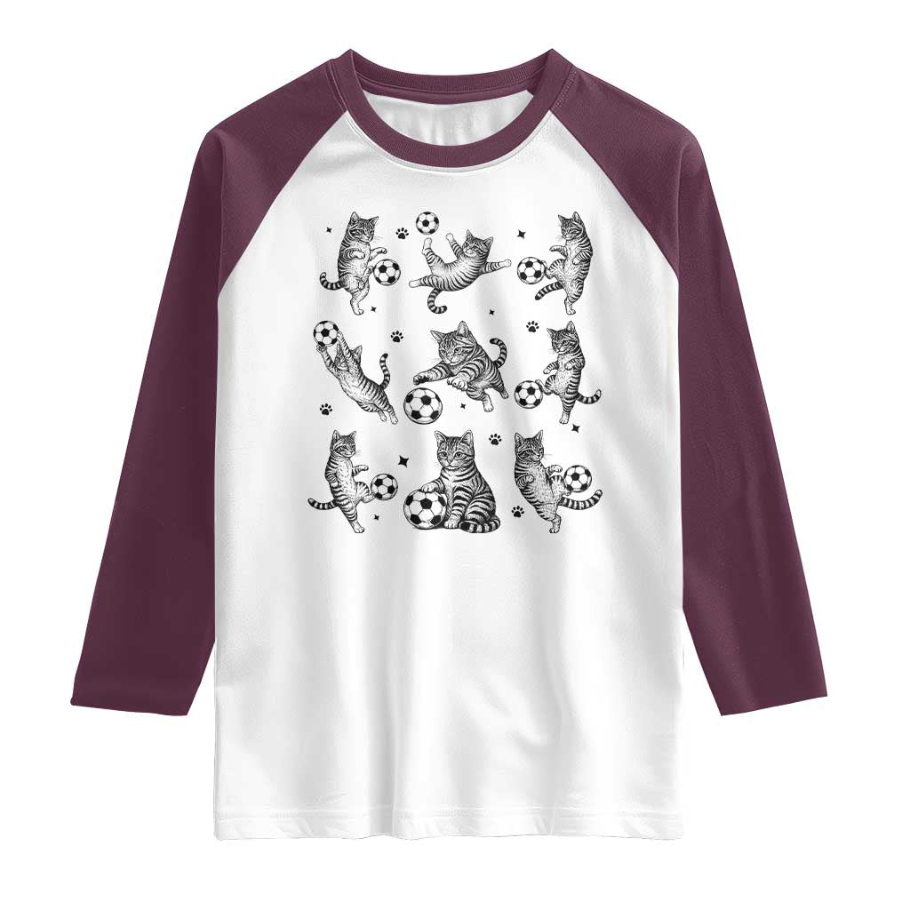 Funny Cat Soccer Player Raglan Shirt Gift For Soccer Lovers