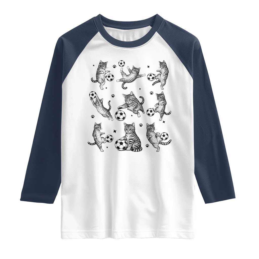 Funny Cat Soccer Player Raglan Shirt Gift For Soccer Lovers