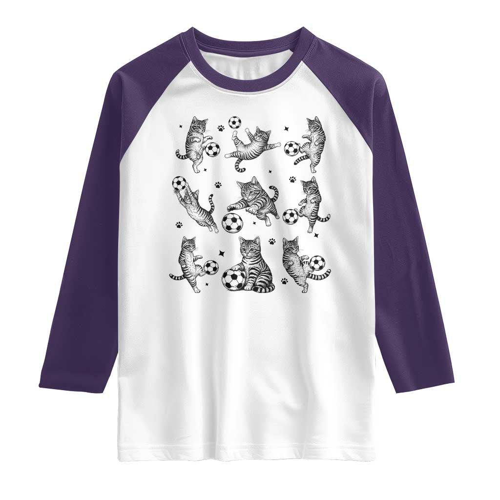 Funny Cat Soccer Player Raglan Shirt Gift For Soccer Lovers