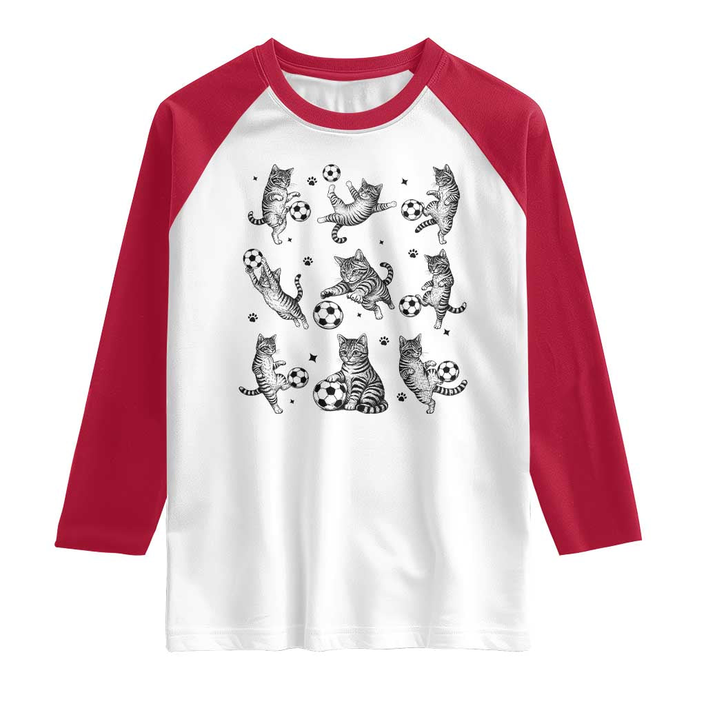 Funny Cat Soccer Player Raglan Shirt Gift For Soccer Lovers