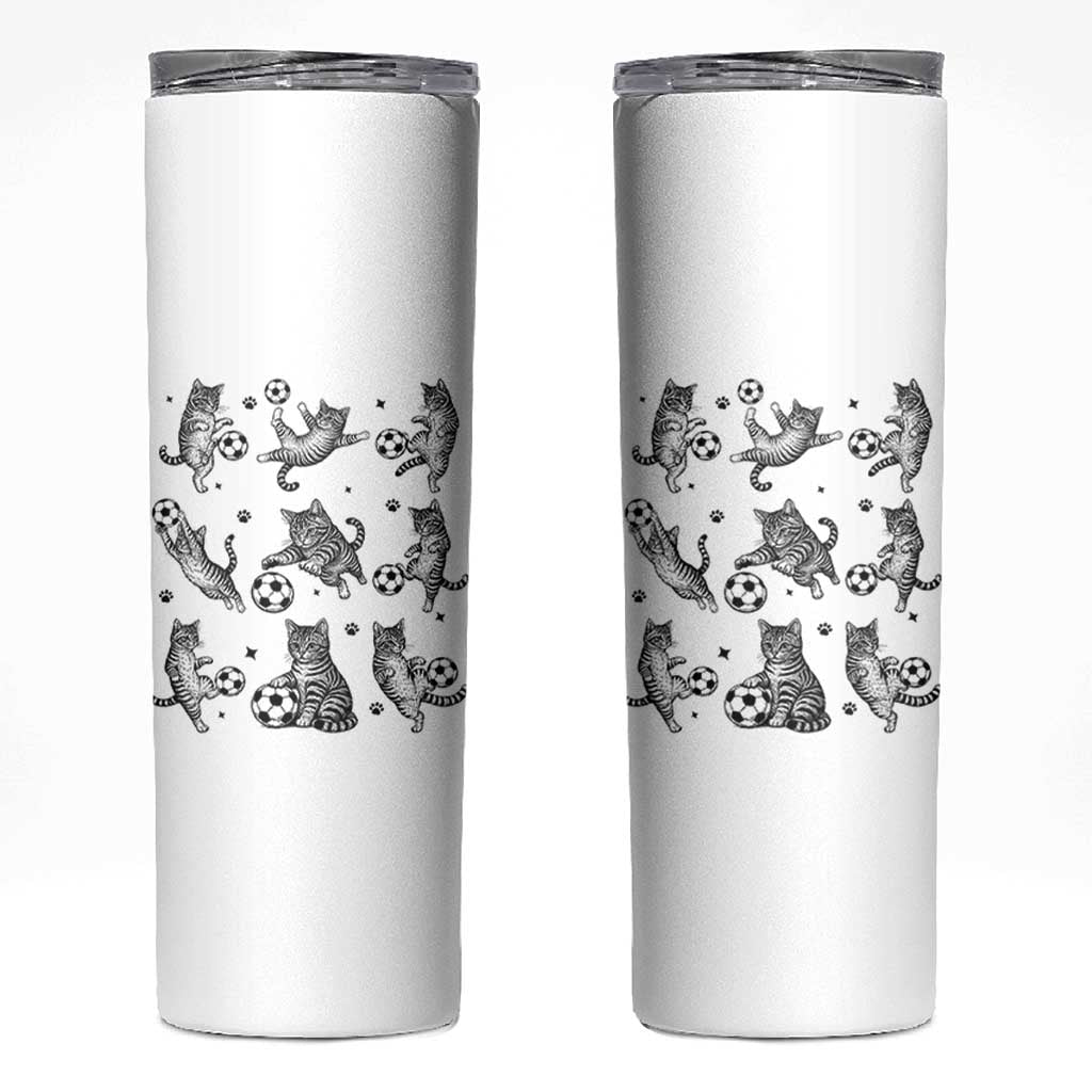 Funny Cat Soccer Player Skinny Tumbler Gift For Soccer Lovers