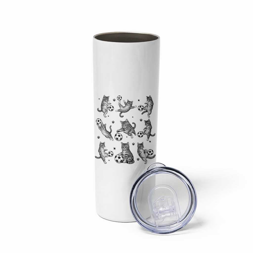 Funny Cat Soccer Player Skinny Tumbler Gift For Soccer Lovers