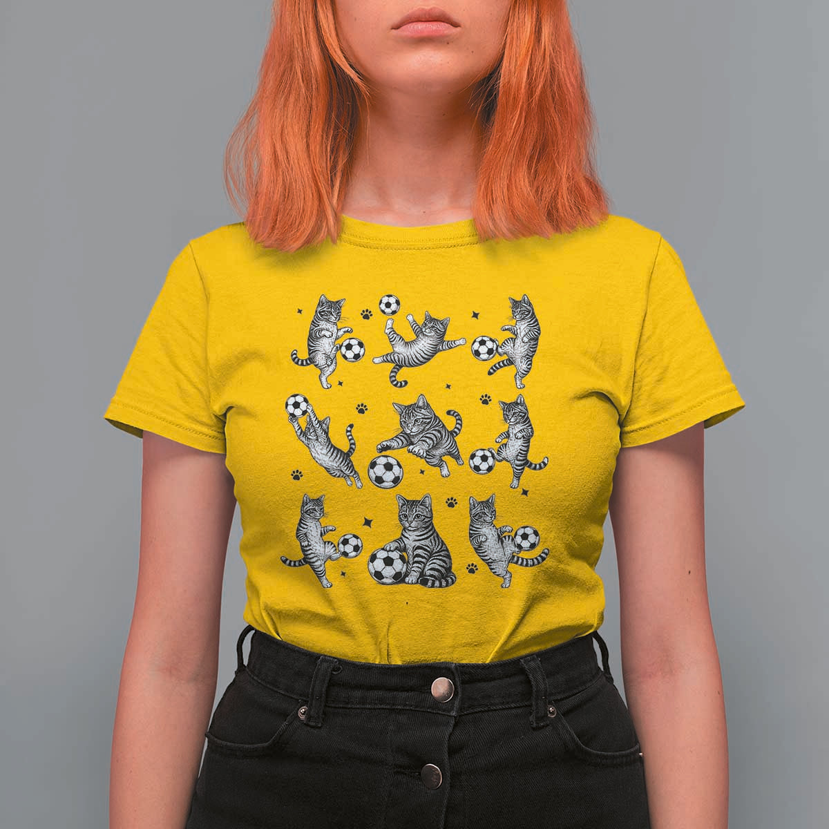 Funny Cat Soccer Player T Shirt For Women Gift For Soccer Lovers