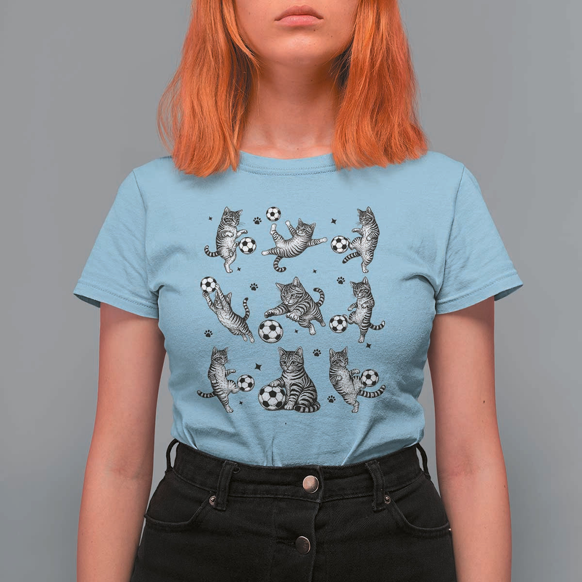 Funny Cat Soccer Player T Shirt For Women Gift For Soccer Lovers