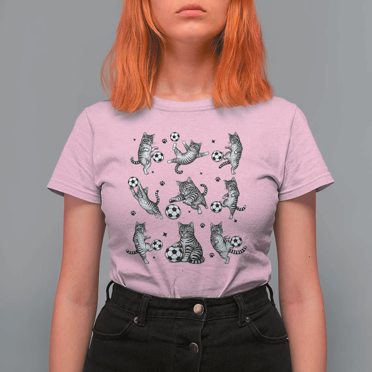 Funny Cat Soccer Player T Shirt For Women Gift For Soccer Lovers