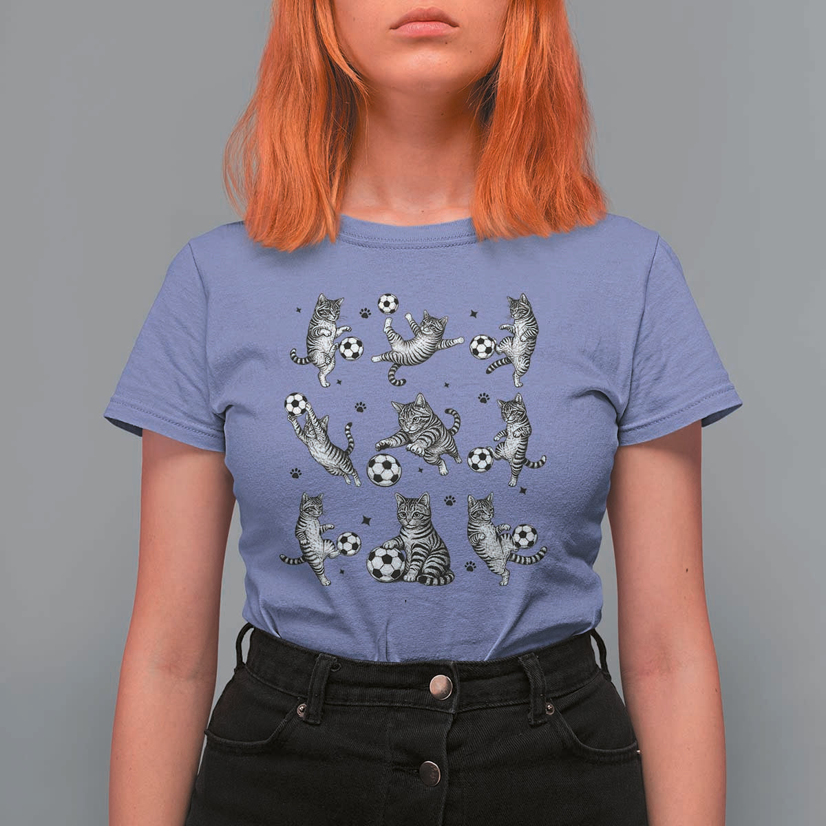 Funny Cat Soccer Player T Shirt For Women Gift For Soccer Lovers