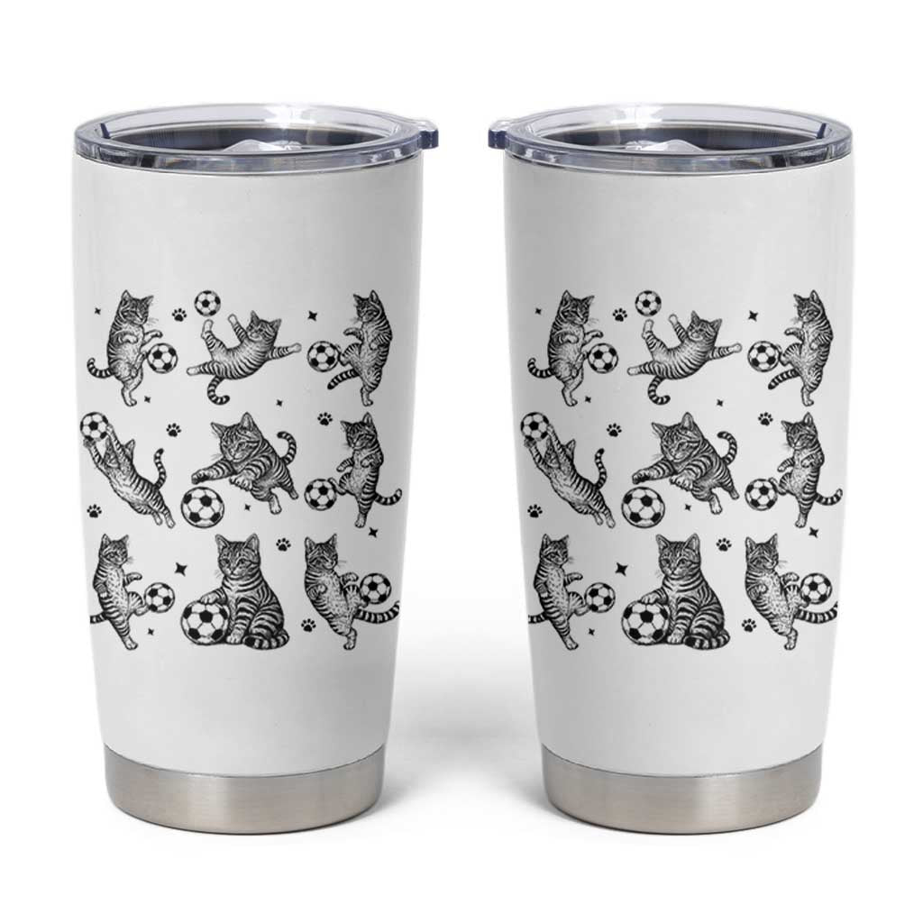 Funny Cat Soccer Player Tumbler Cup Gift For Soccer Lovers