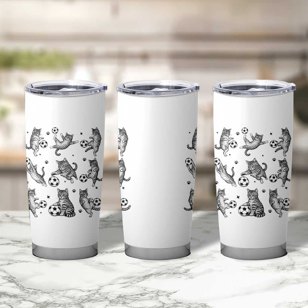 Funny Cat Soccer Player Tumbler Cup Gift For Soccer Lovers