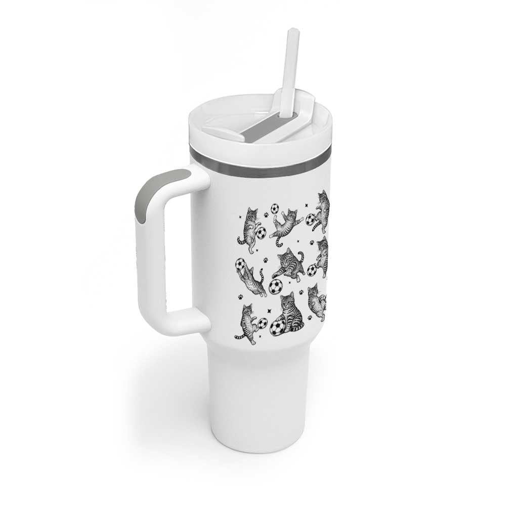 Funny Cat Soccer Player Tumbler With Handle Gift For Soccer Lovers