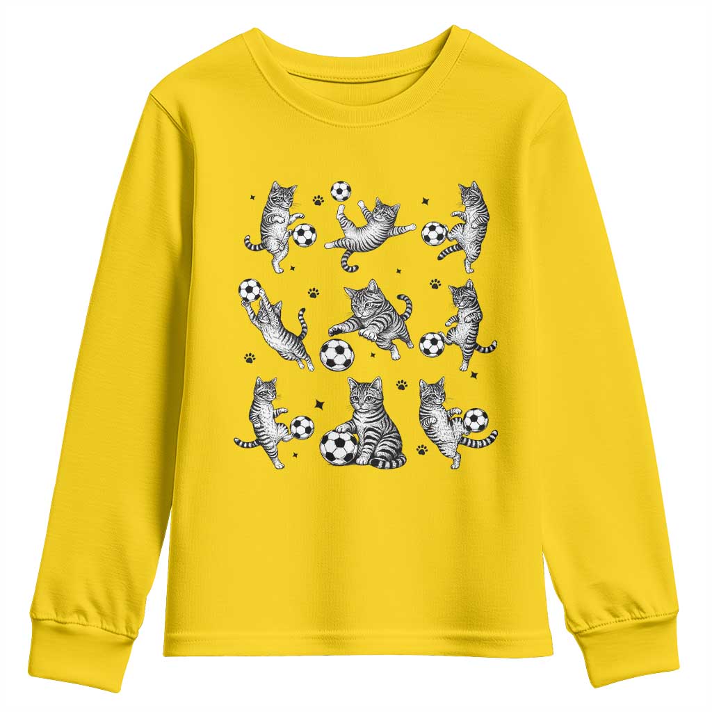Funny Cat Soccer Player Youth Sweatshirt Gift For Soccer Lovers