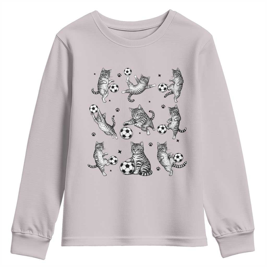 Funny Cat Soccer Player Youth Sweatshirt Gift For Soccer Lovers