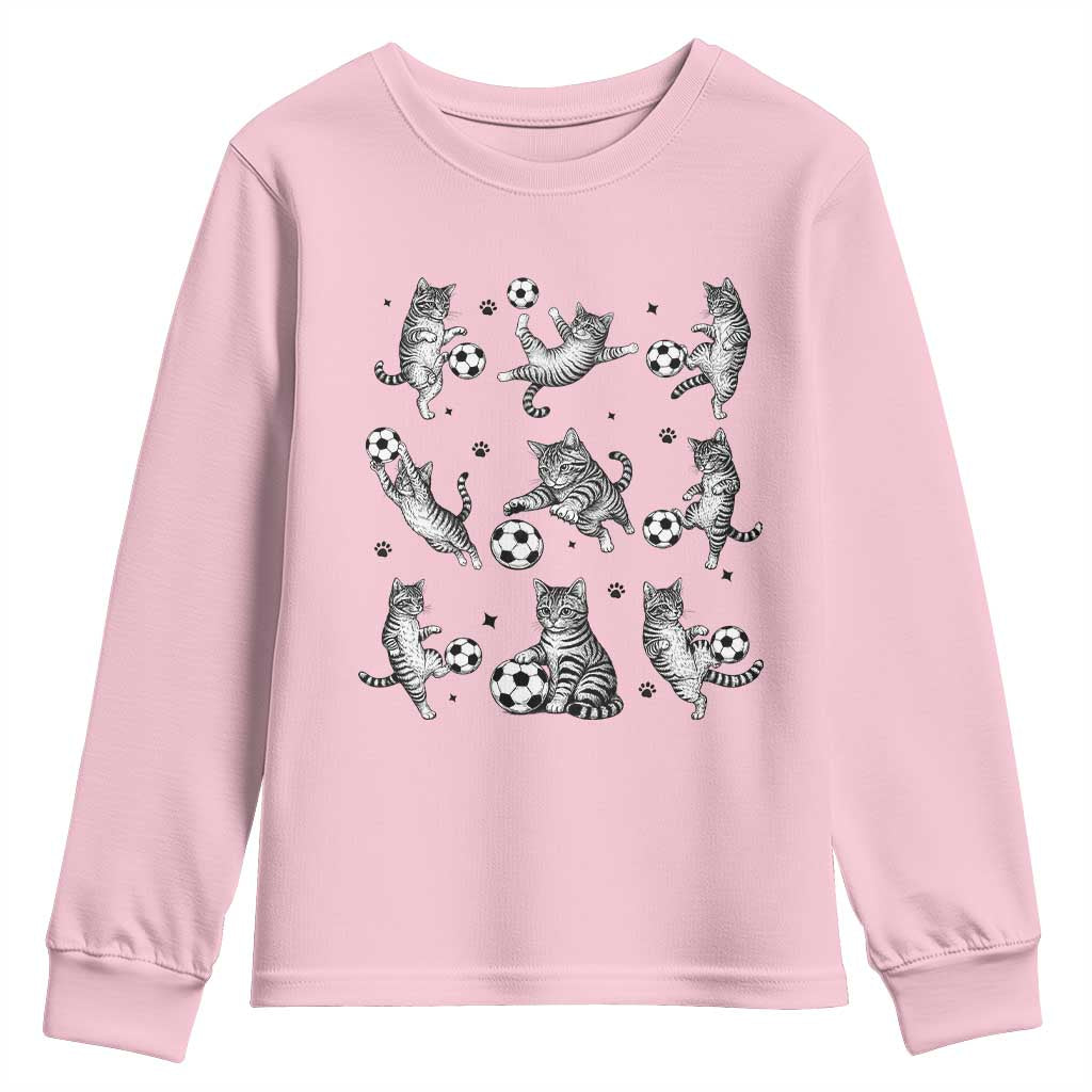 Funny Cat Soccer Player Youth Sweatshirt Gift For Soccer Lovers