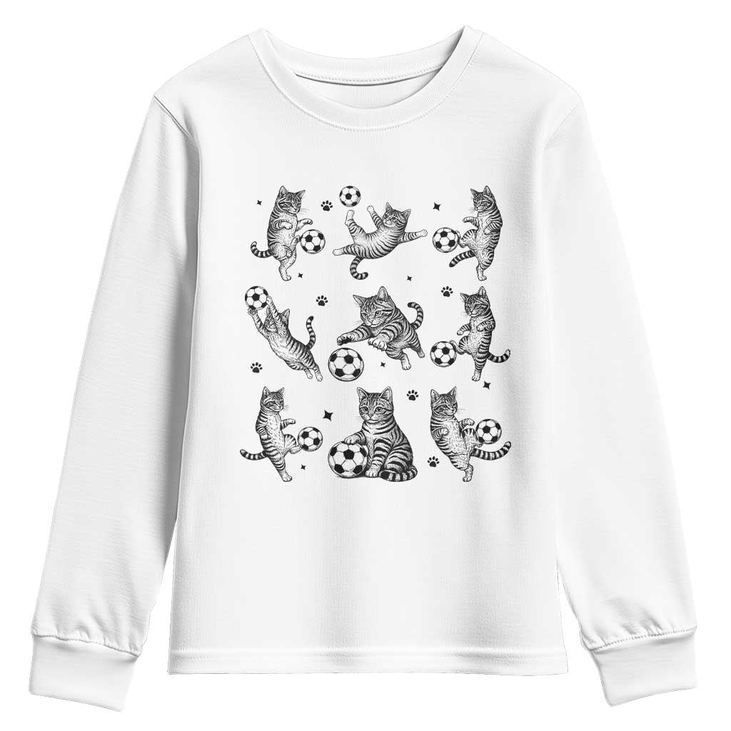 Funny Cat Soccer Player Youth Sweatshirt Gift For Soccer Lovers