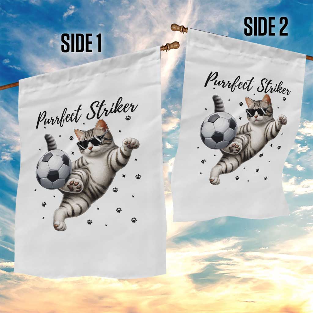 Purrfect Striker Garden Flag Funny Cat Soccer Player Gift