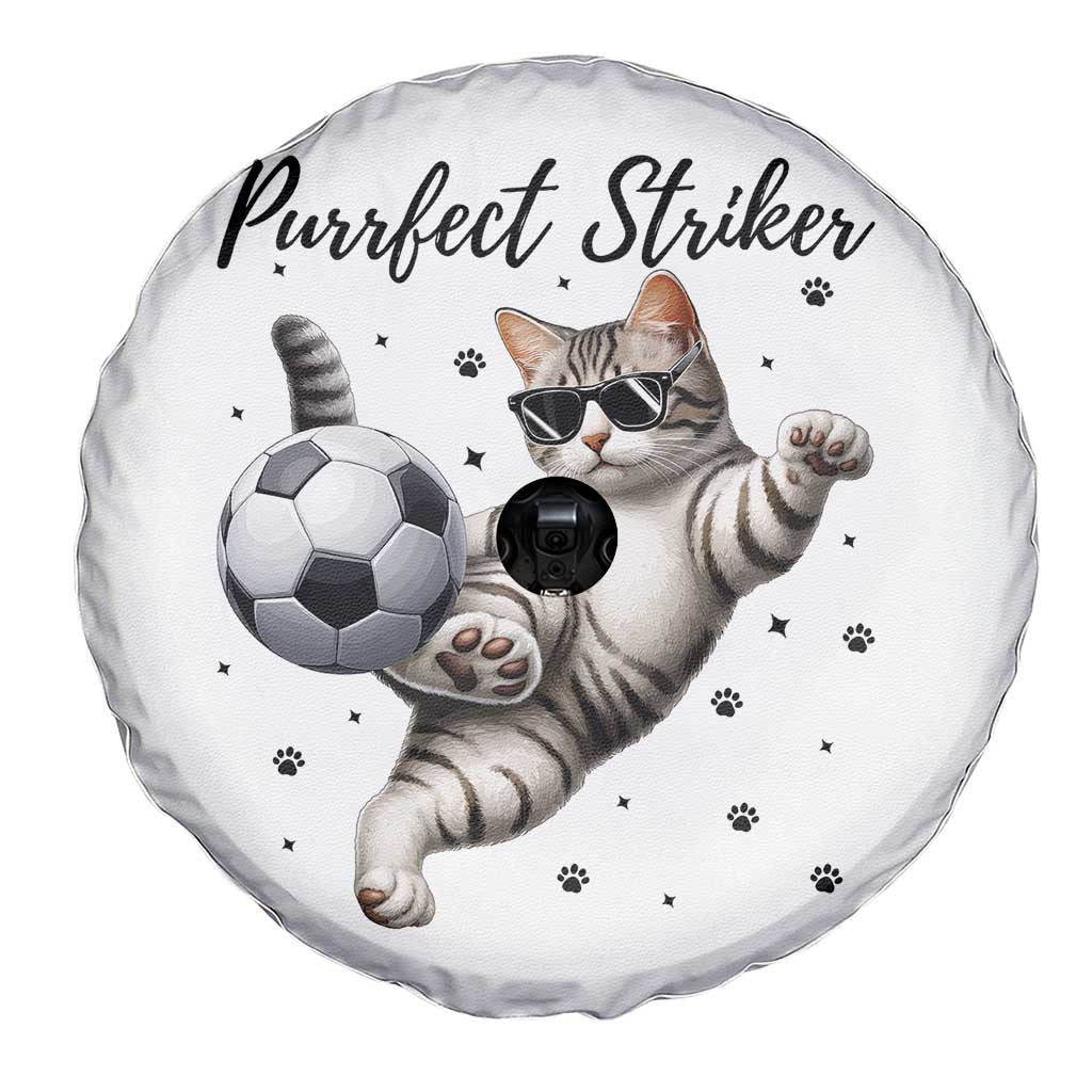 Purrfect Striker Spare Tire Cover Funny Cat Soccer Player Gift