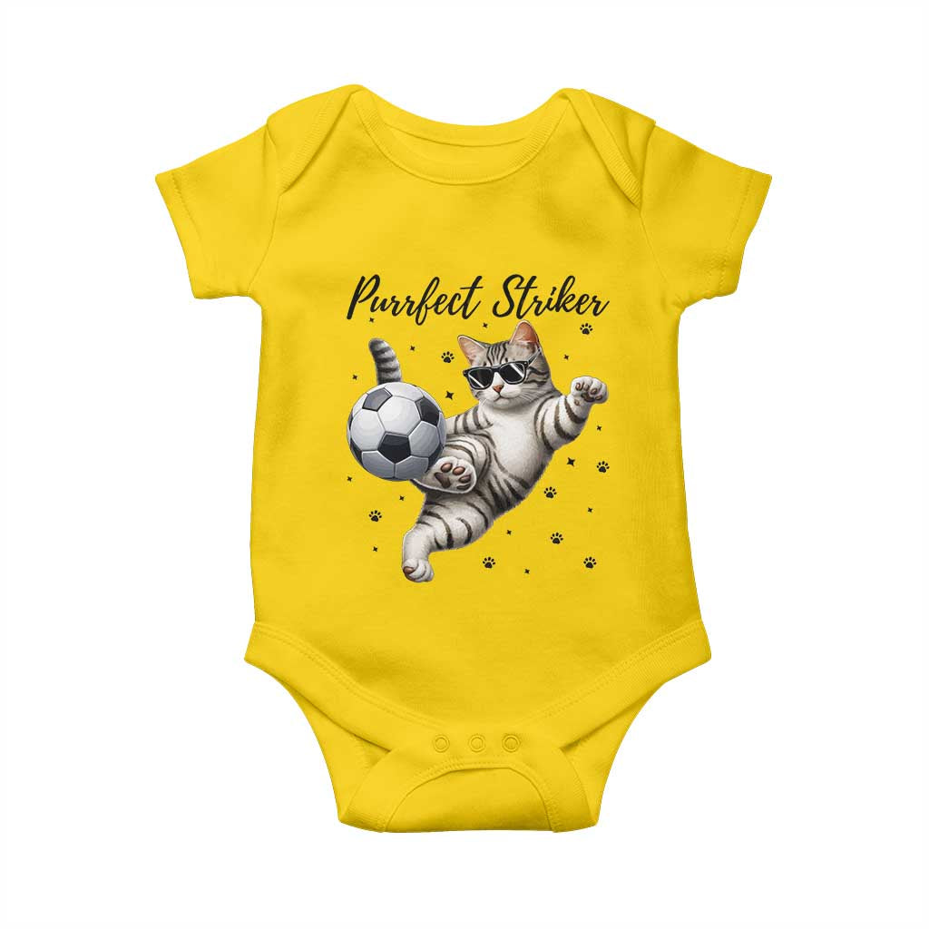 Purrfect Striker Baby Onesie Funny Cat Soccer Player Gift