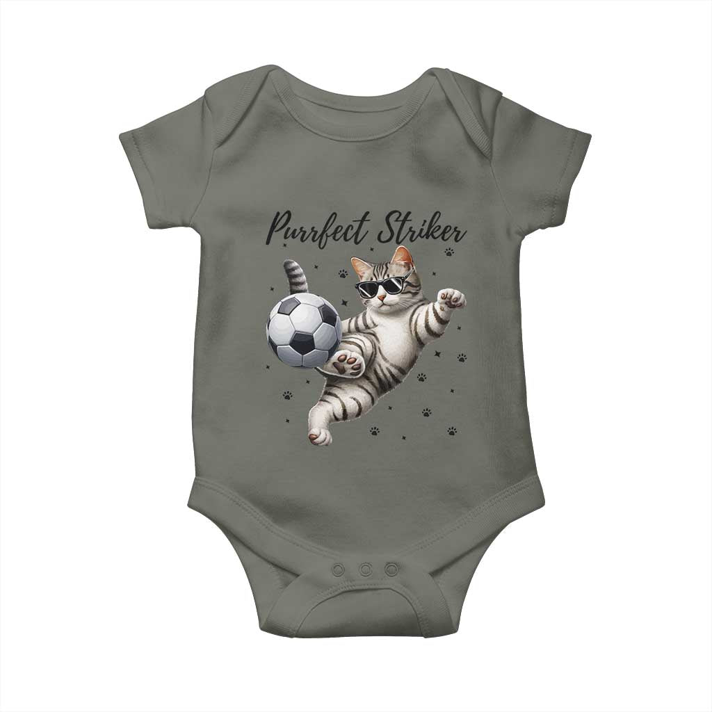Purrfect Striker Baby Onesie Funny Cat Soccer Player Gift