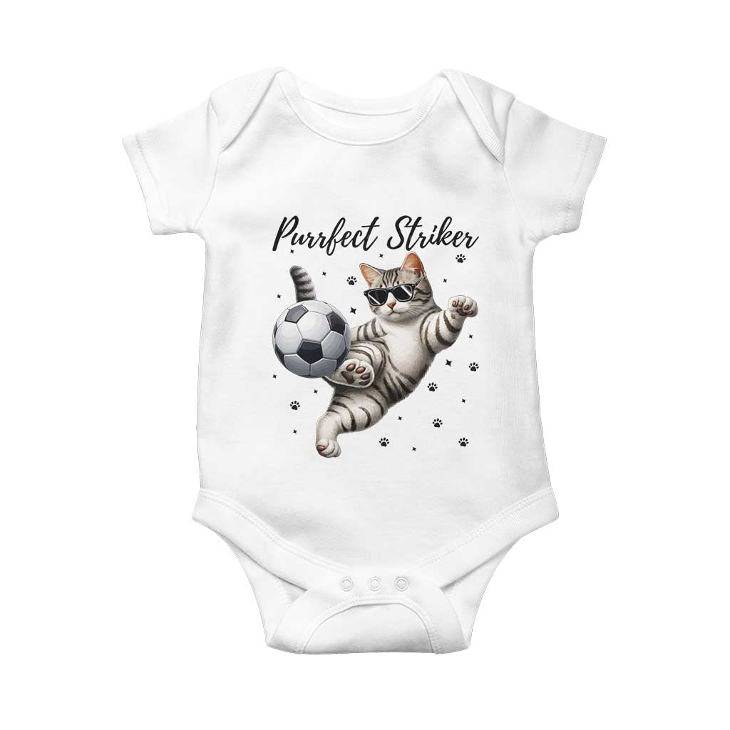 Purrfect Striker Baby Onesie Funny Cat Soccer Player Gift