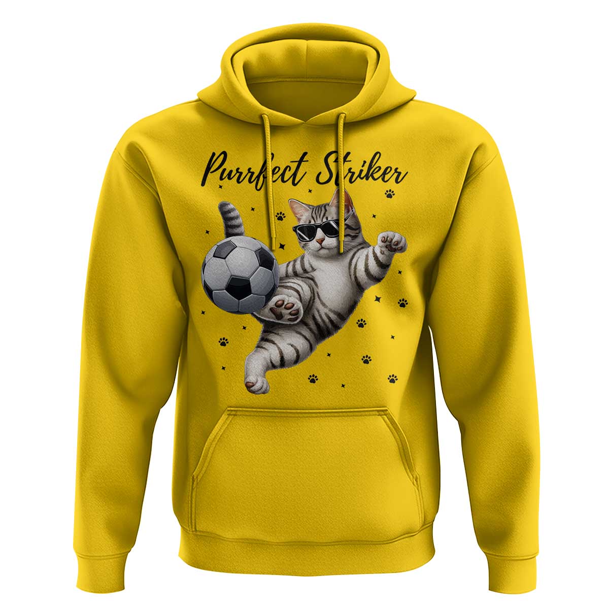 Purrfect Striker Hoodie Funny Cat Soccer Player Gift