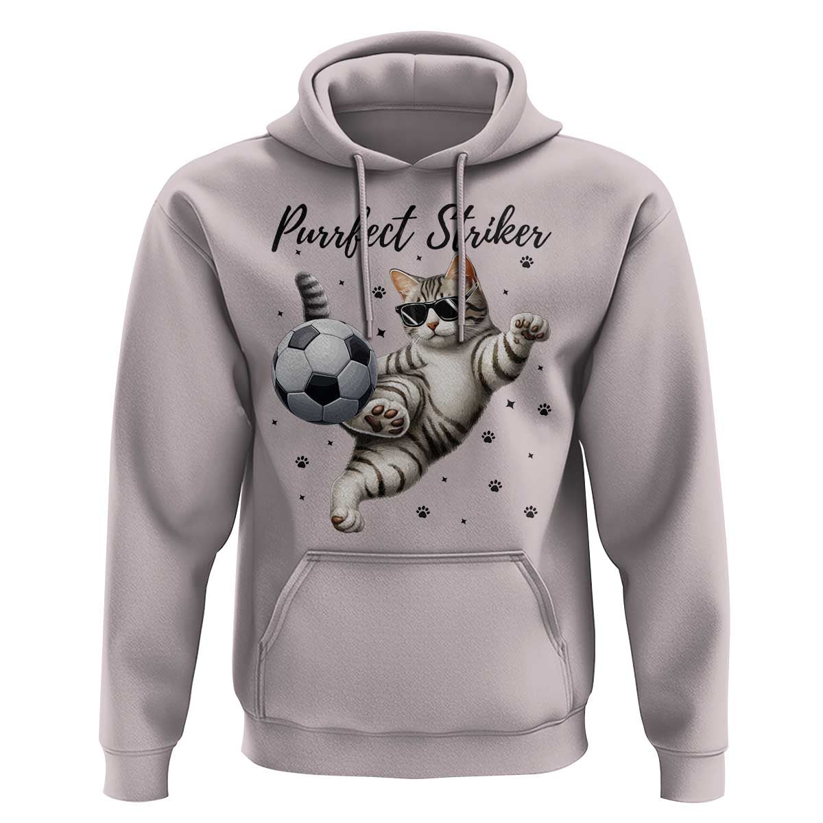 Purrfect Striker Hoodie Funny Cat Soccer Player Gift