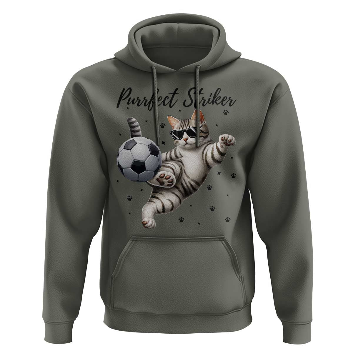 Purrfect Striker Hoodie Funny Cat Soccer Player Gift