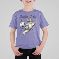 Purrfect Striker T Shirt For Kid Funny Cat Soccer Player Gift
