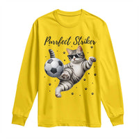 Purrfect Striker Long Sleeve Shirt Funny Cat Soccer Player Gift
