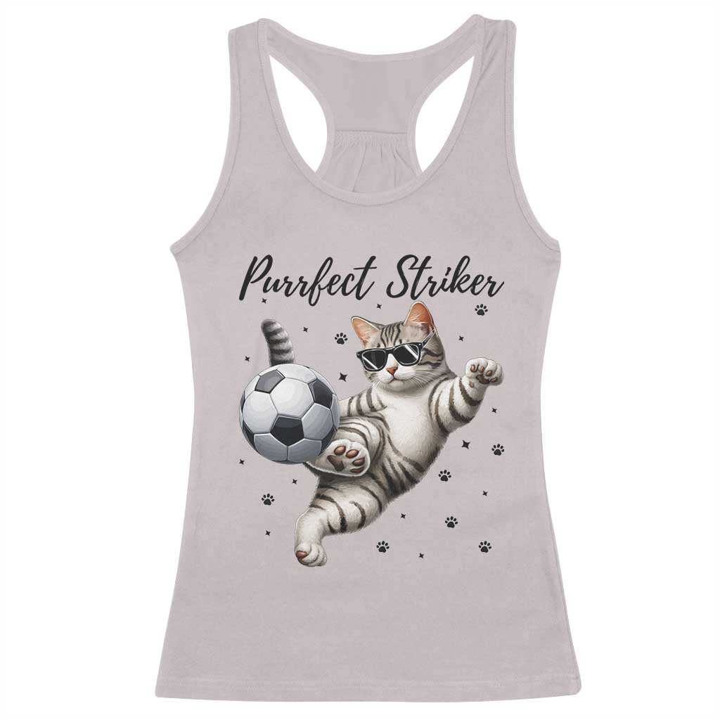Purrfect Striker Racerback Tank Top Funny Cat Soccer Player Gift