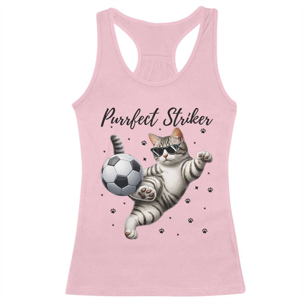 Purrfect Striker Racerback Tank Top Funny Cat Soccer Player Gift